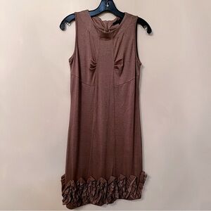 Blaque Label Shift Brown Ruffle Hem Dress